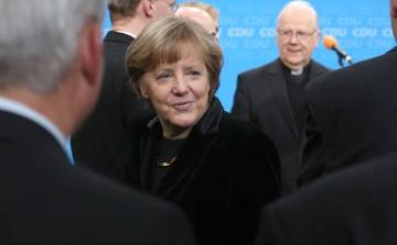 Bundeskanzlerin und CDU-Vorsitzende Angela Merkel. Das Präsidium der CDU Deutschland hat sich am 27. Januar 2015 mit Mitgliedern der Deutschen Bischofskonferenz zu einem Gespräch im Berliner Konrad-Adenauer-Haus getroffen.